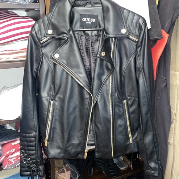 GUESS Black Faux Leather Moto Jacket - Picture 4 of 6